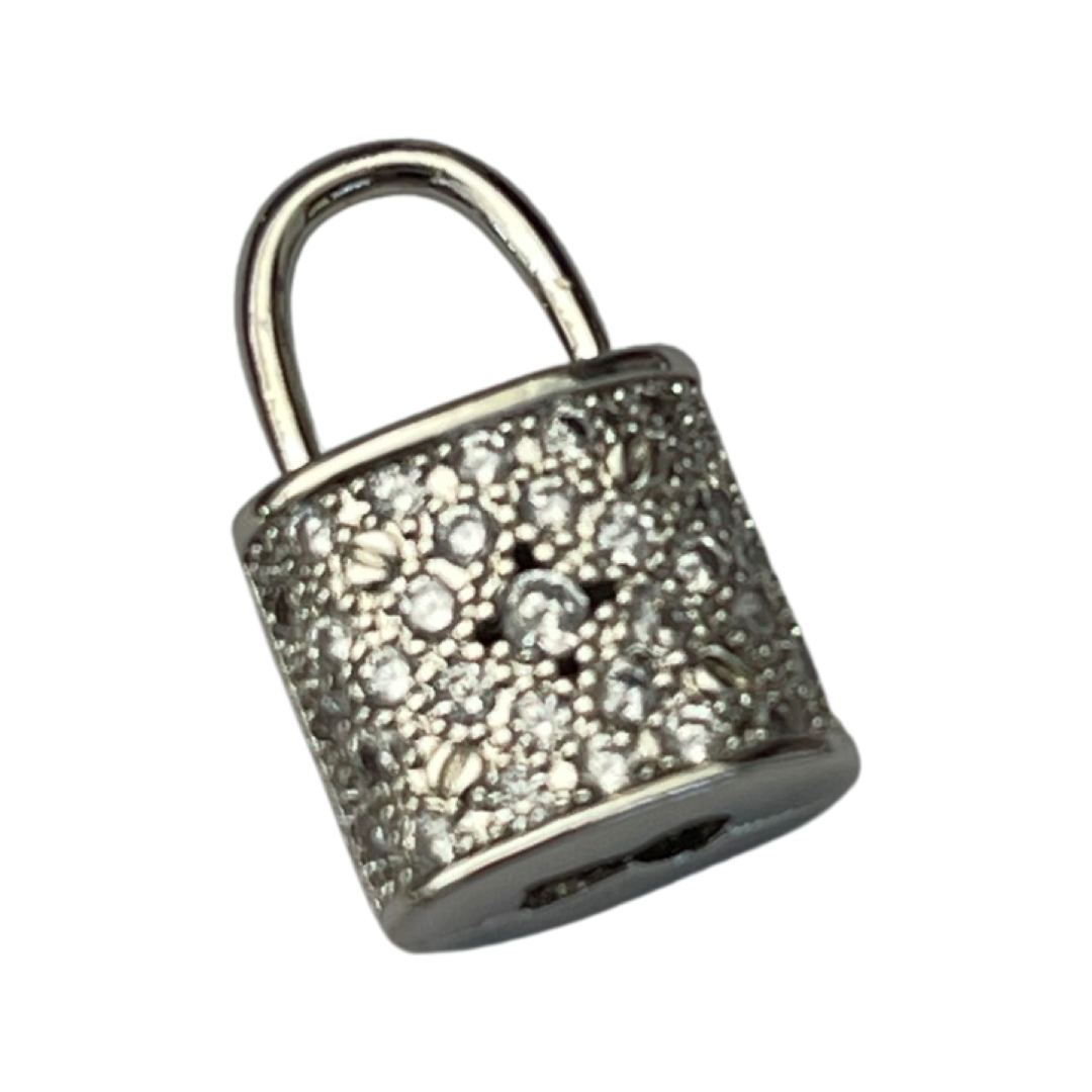 CHARM LOCK GP OR SP CZ PAVE   1 PC