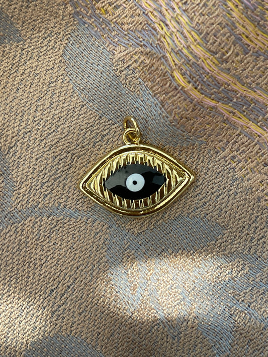 PENDANT TURK EYE GP 18KT BLACK AND WHITE 17MM 1 PC