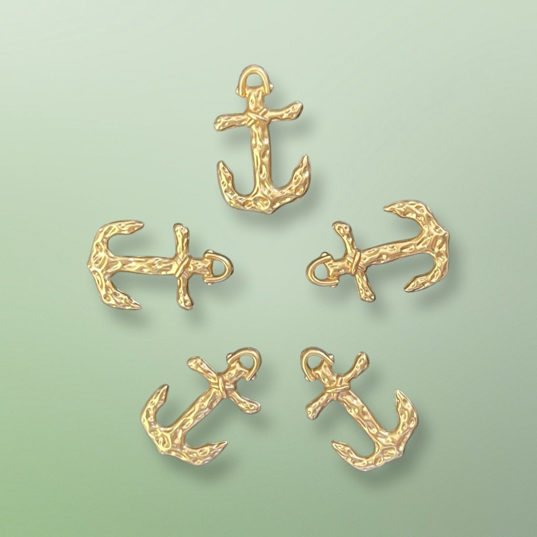 PENDANT ANCHOR GOLD MATTE 20 MM 5 PC