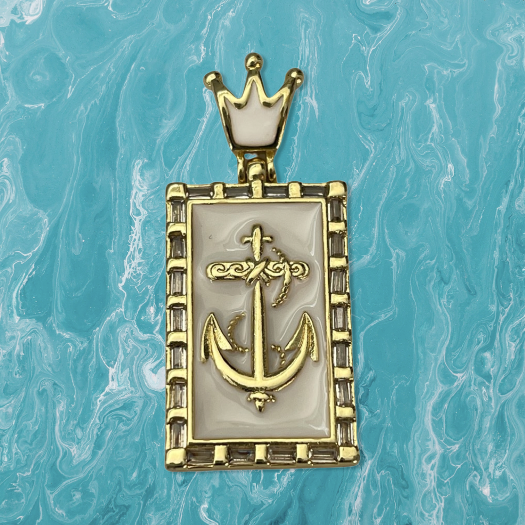 PENDANT ANCHOR RECTANGULAR  CROWN 18x30 MM GP 18KT  1 PC