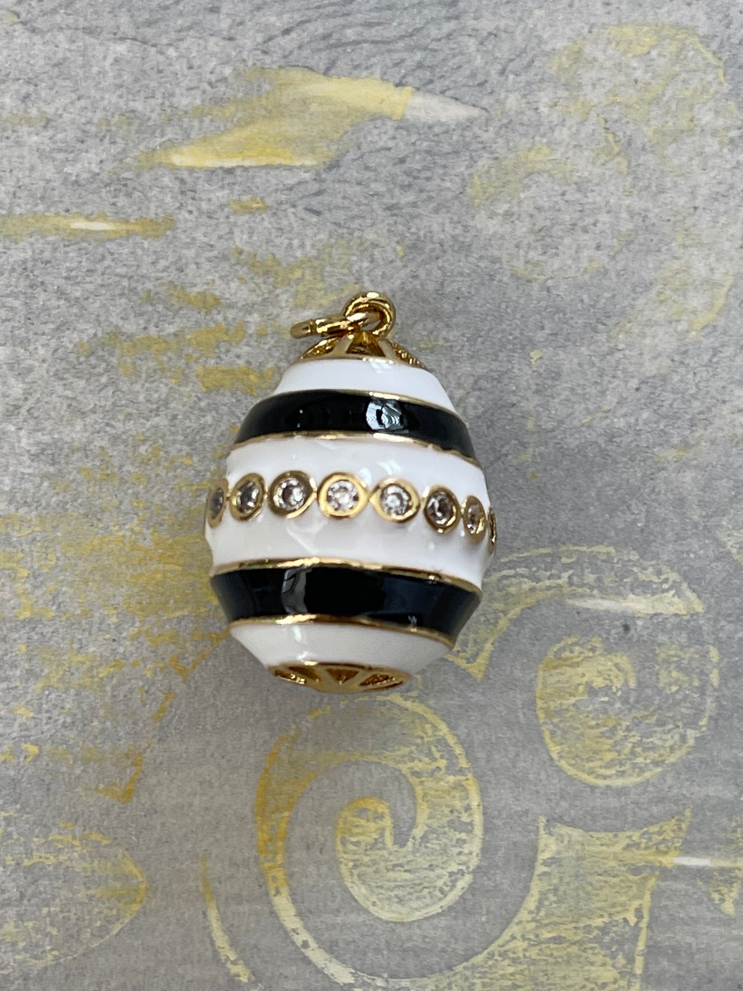 PENDANT DROP GP18KT ENAMEL AND ZIRCONIA STRIPES 1 PC