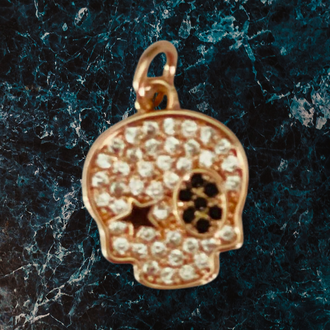 CHARM CALAVERA (SKULL) ROSE GOLD ZIRCONIA PAVE 15 MM 1 PC