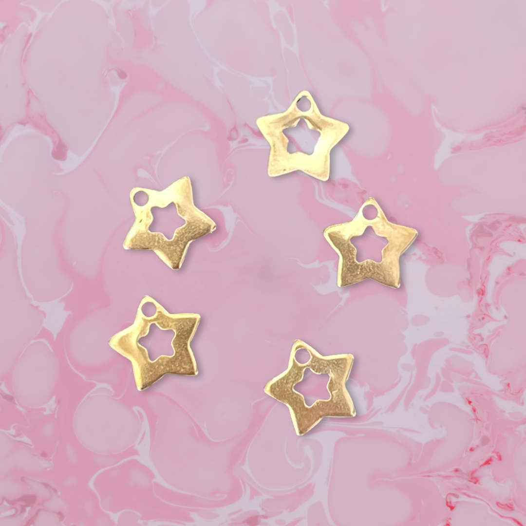 CHARM STAR STAINLESS STEEL 12X11MM ROSE GOLD 5PC