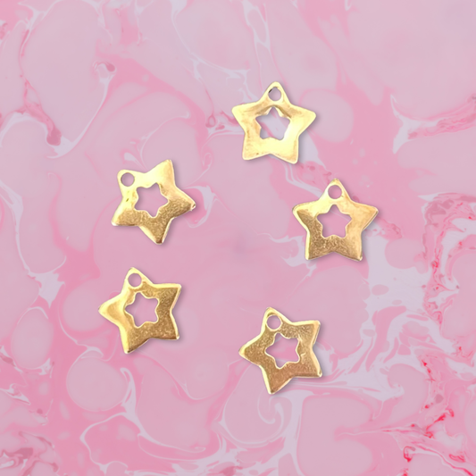 CHARM STAR STAINLESS STEEL 12X11MM ROSE GOLD 5PC