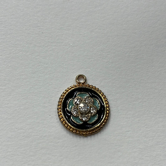 PENDANT ROUND GP FLOWER ENAMEL  1 PC