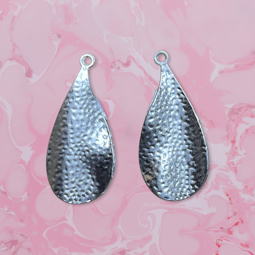 PENDANT TEARDROP SP HAMMERED 39MM