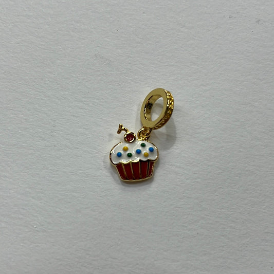 CHARM CUPCAKE ENAMEL GP 18KT  1 PC