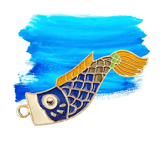 PENDANT FISH ENAMEL GOLD PLATE 49 MM 1 PC