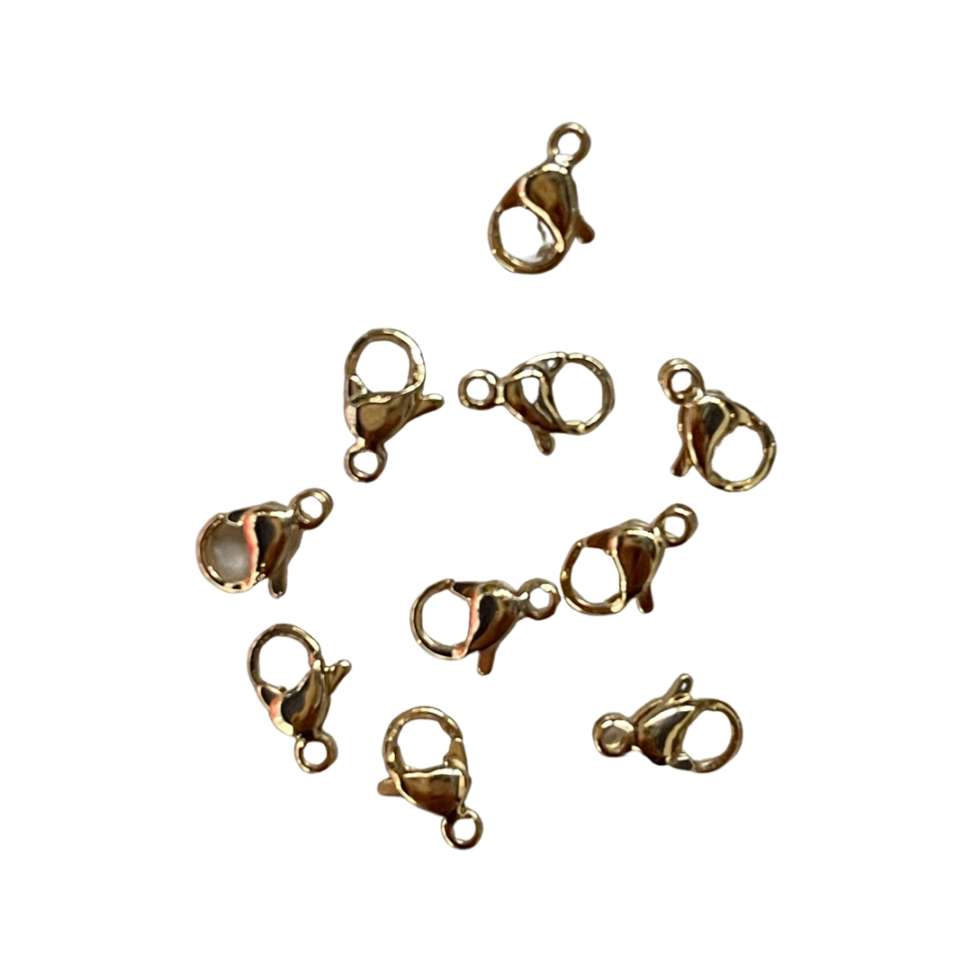 LOBSTER 9X6MM STAINLESS STEEL  3 COLORS 10 PCS