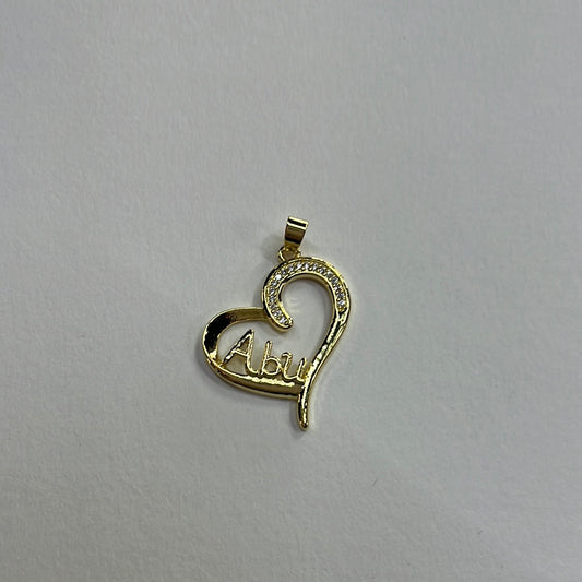 PENDANT HEART "ABU" CZ  GP 18KT 26X22MM  1PC