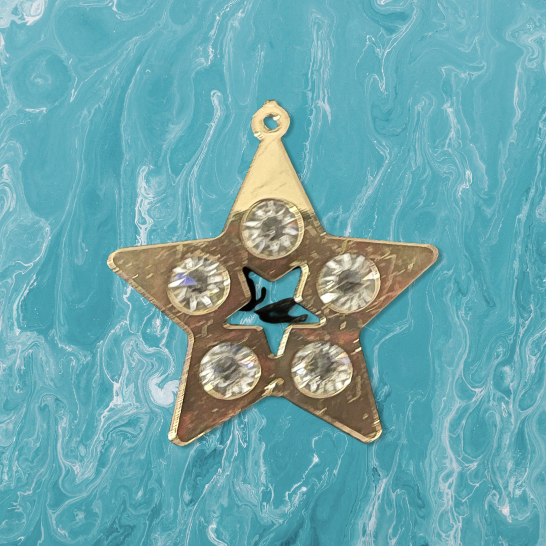 PENDANT STAR GOLD PLATE 40MM WITH RHINESTONES 1 PC