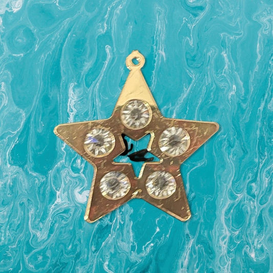 PENDANT STAR GOLD PLATE 40MM WITH RHINESTONES 1 PC