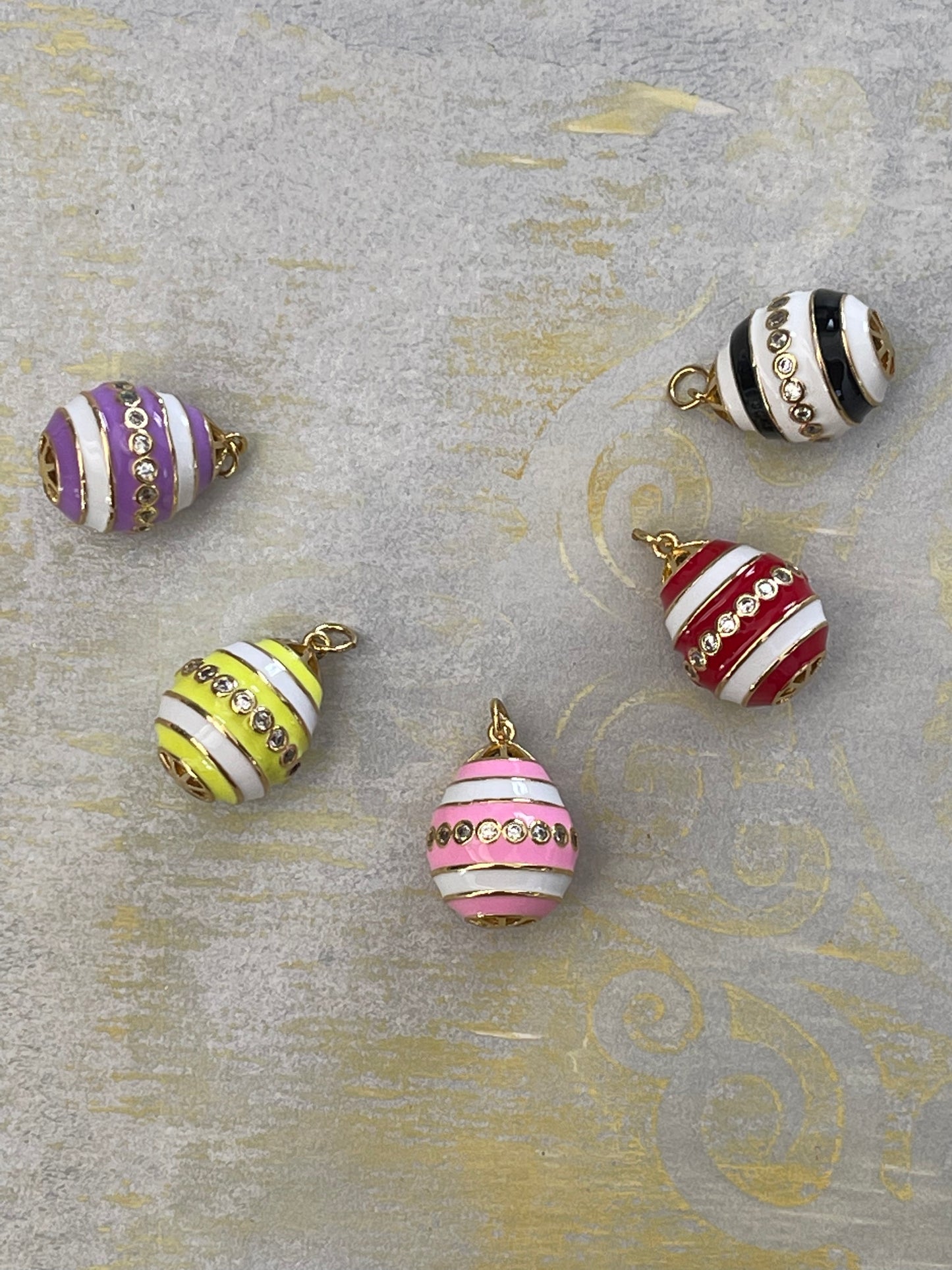 PENDANT DROP GP18KT ENAMEL AND ZIRCONIA STRIPES 1 PC