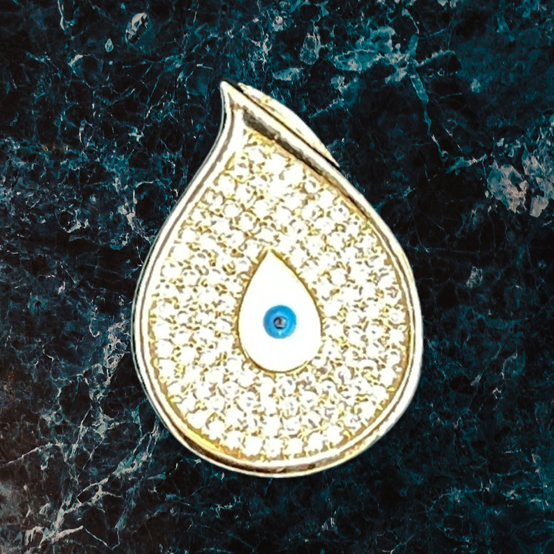 PENDANT DROP PAVE ZIRCONIA TURK EYE 18X20MM 1 PC