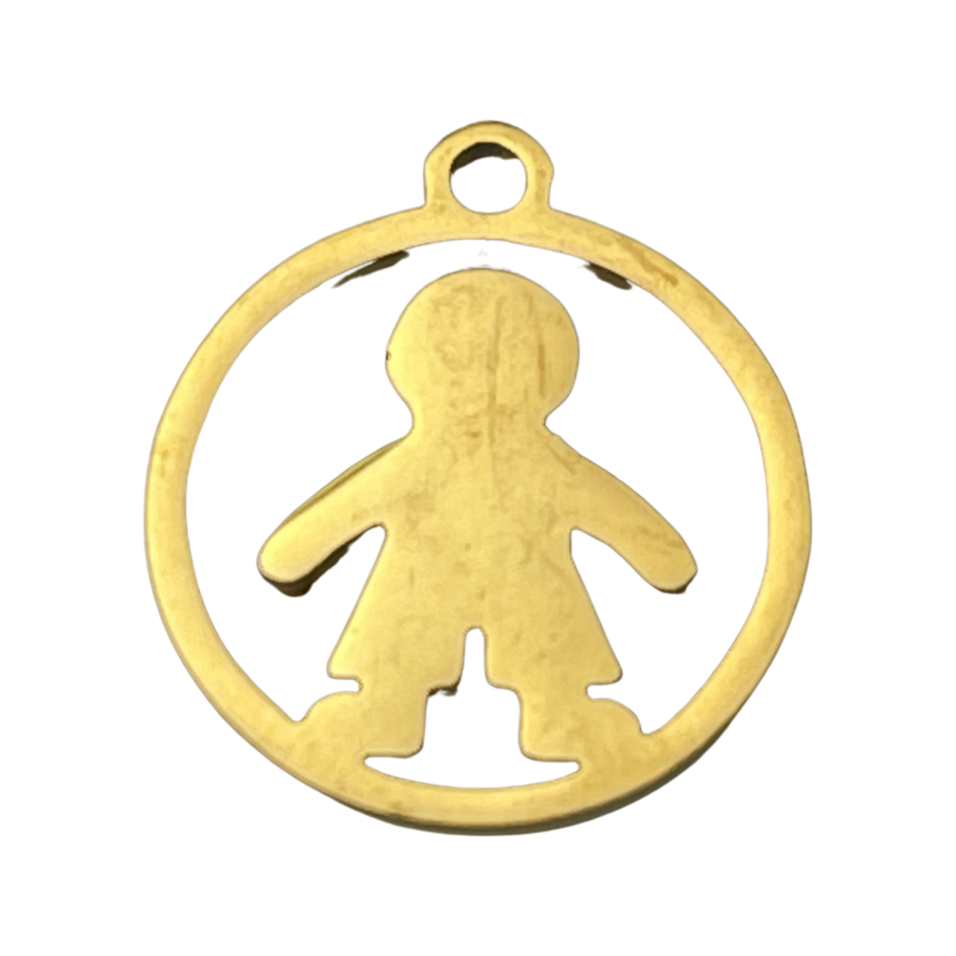 CHARM SST ROUND WITH BOY 17MM  1 PC