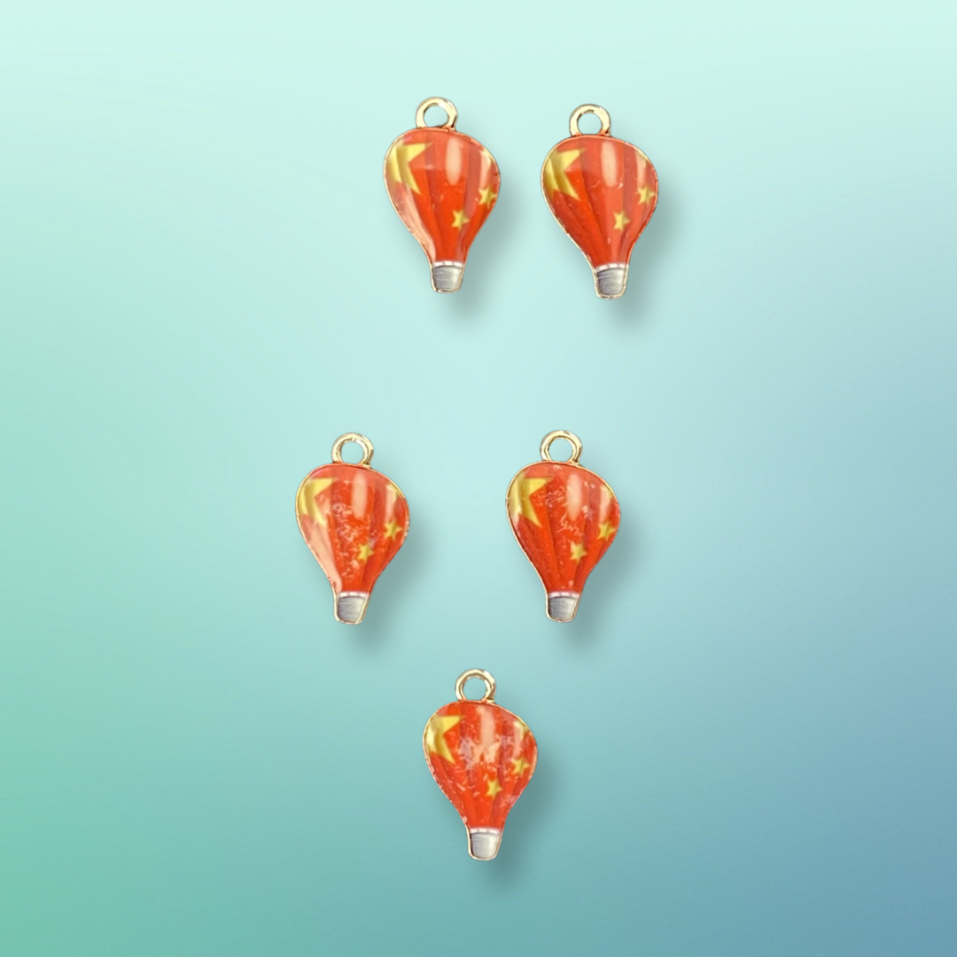 CHARM BALLOON RED ENAMEL 5 PC