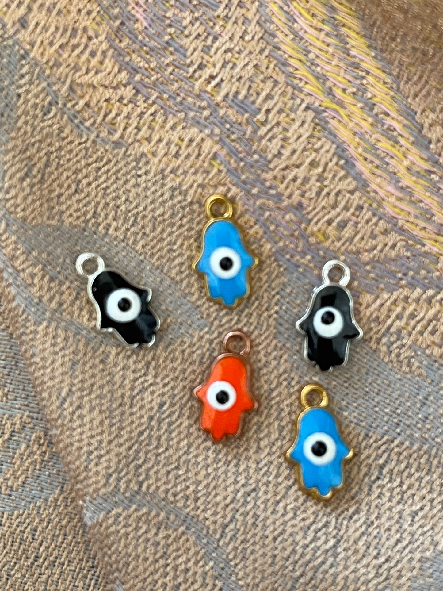 CHARM HAMSA 12MM TURK EYE ENAMEL MIX 5 PC