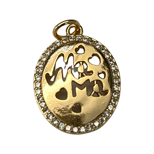 PENDANT MAMA OVAL 20MM CON ZIRCONIAS, GP 18KT 1 PC