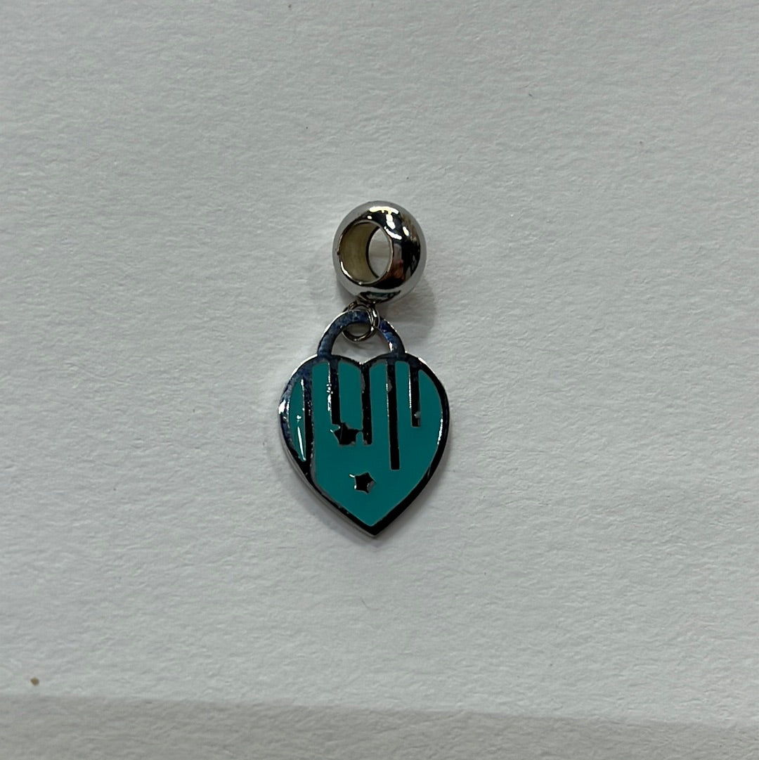 PENDANT SST HEART STAR CYAN 27MM  1 PC