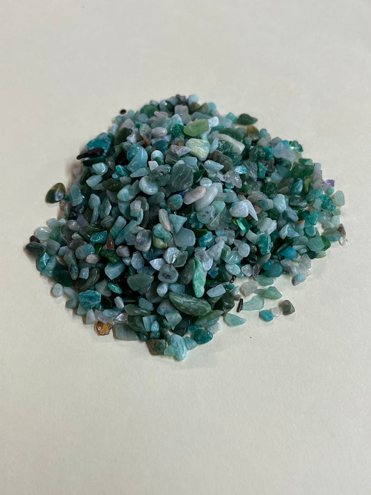 AMAZONITE CHIP NO HOLE 50 GRAMS PACK