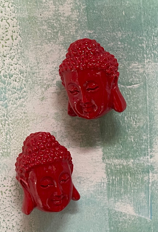 BUDDHA HEAD SYNTHETIC CORAL 25MM 2 PC