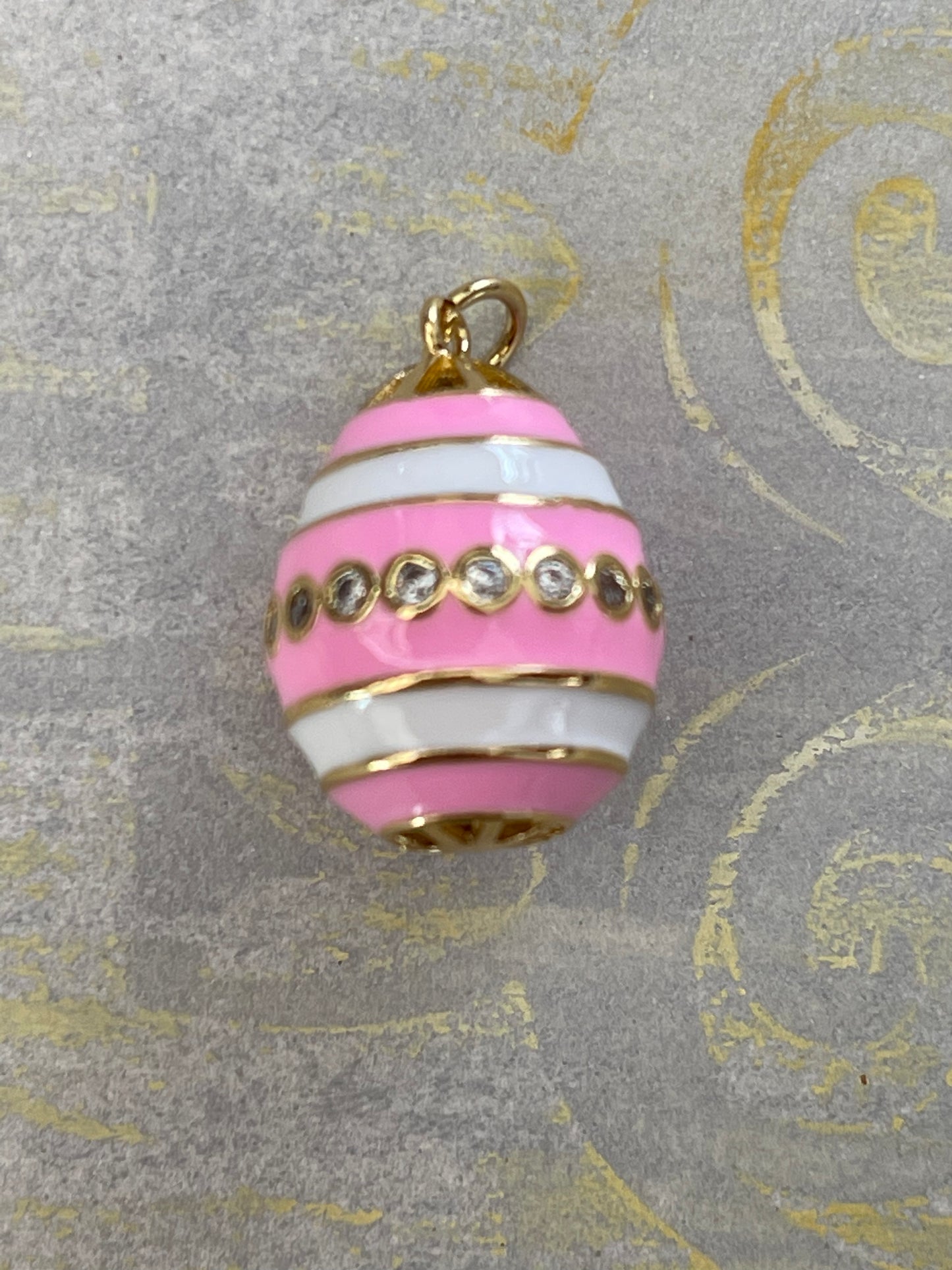 PENDANT DROP GP18KT ENAMEL AND ZIRCONIA STRIPES 1 PC