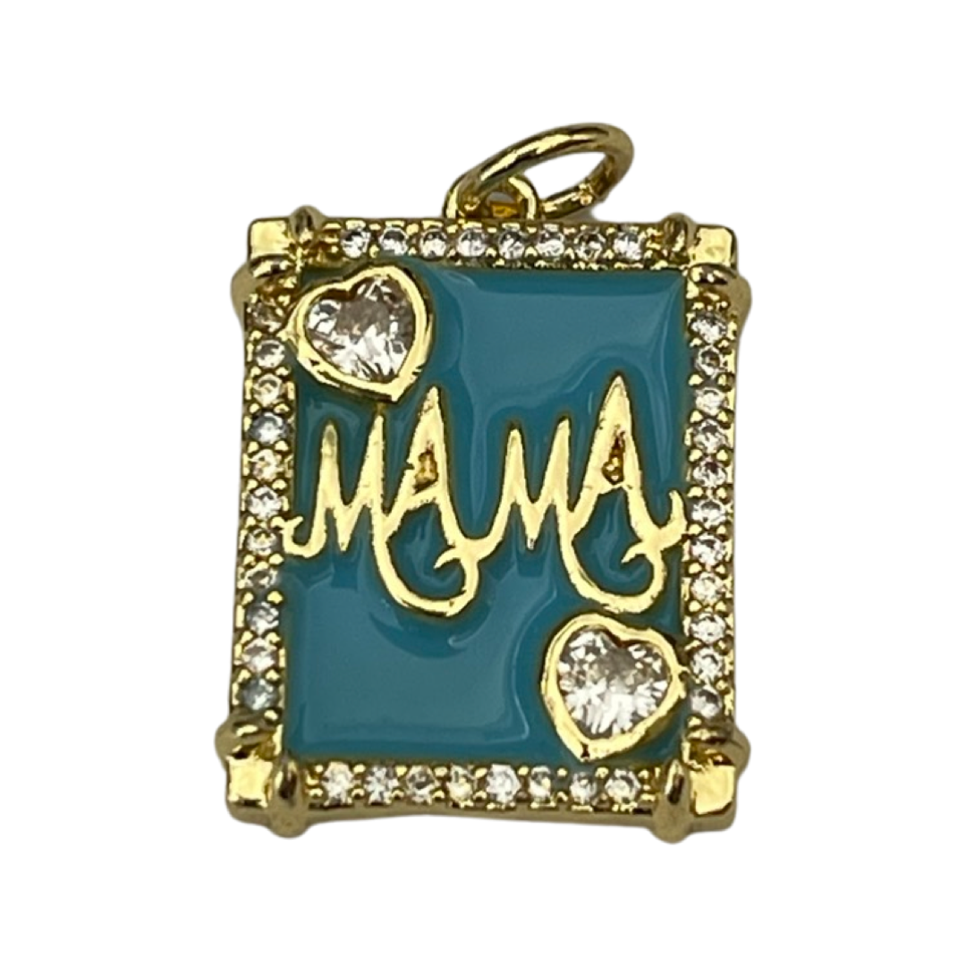 PENDANT MAMA RECTANGLE GP 18KT  ENAMEL  MIX  1 PC