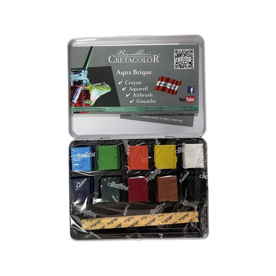 AQUA BRIQUE WATERCOLOR BLOCK TIN SET 10 COLORS