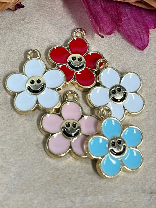 CHARM FLOWER ENAMEL MIX 5 PC