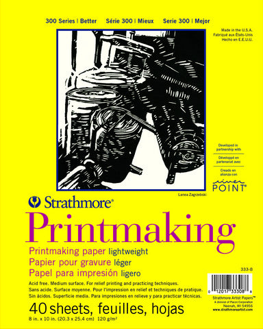 PRINTMAKING ART PAPER PAD 8X10 OR 18X24 76 LB STRATHMORE 300