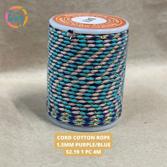 CORD COTTON ROPE 1.5MM PURPLE/BLUE 1 PC 4M