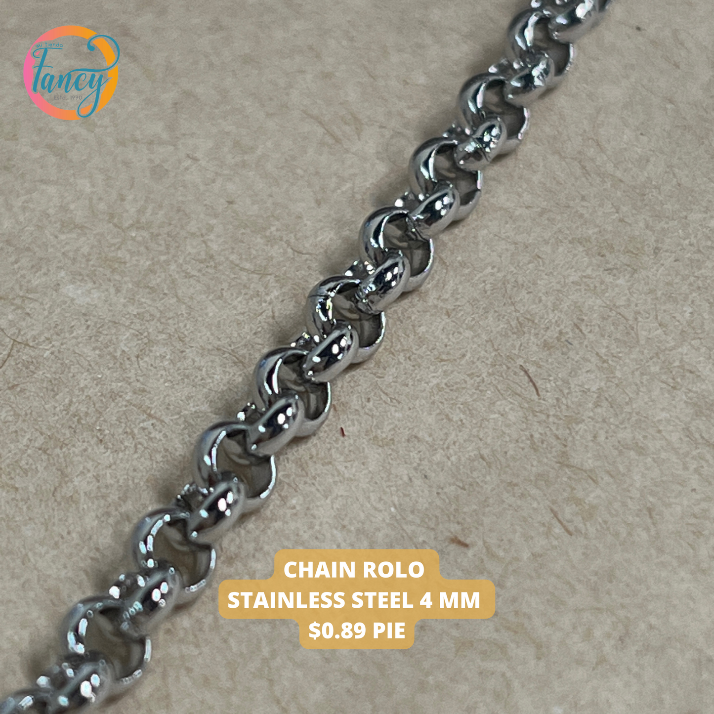 CHAIN ROLO STAINLESS STEEL 4 MM POR PIE