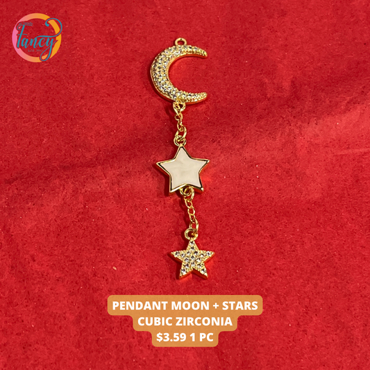 PENDANT MOON + STARS CUBIC ZIRCONIA 1 PC