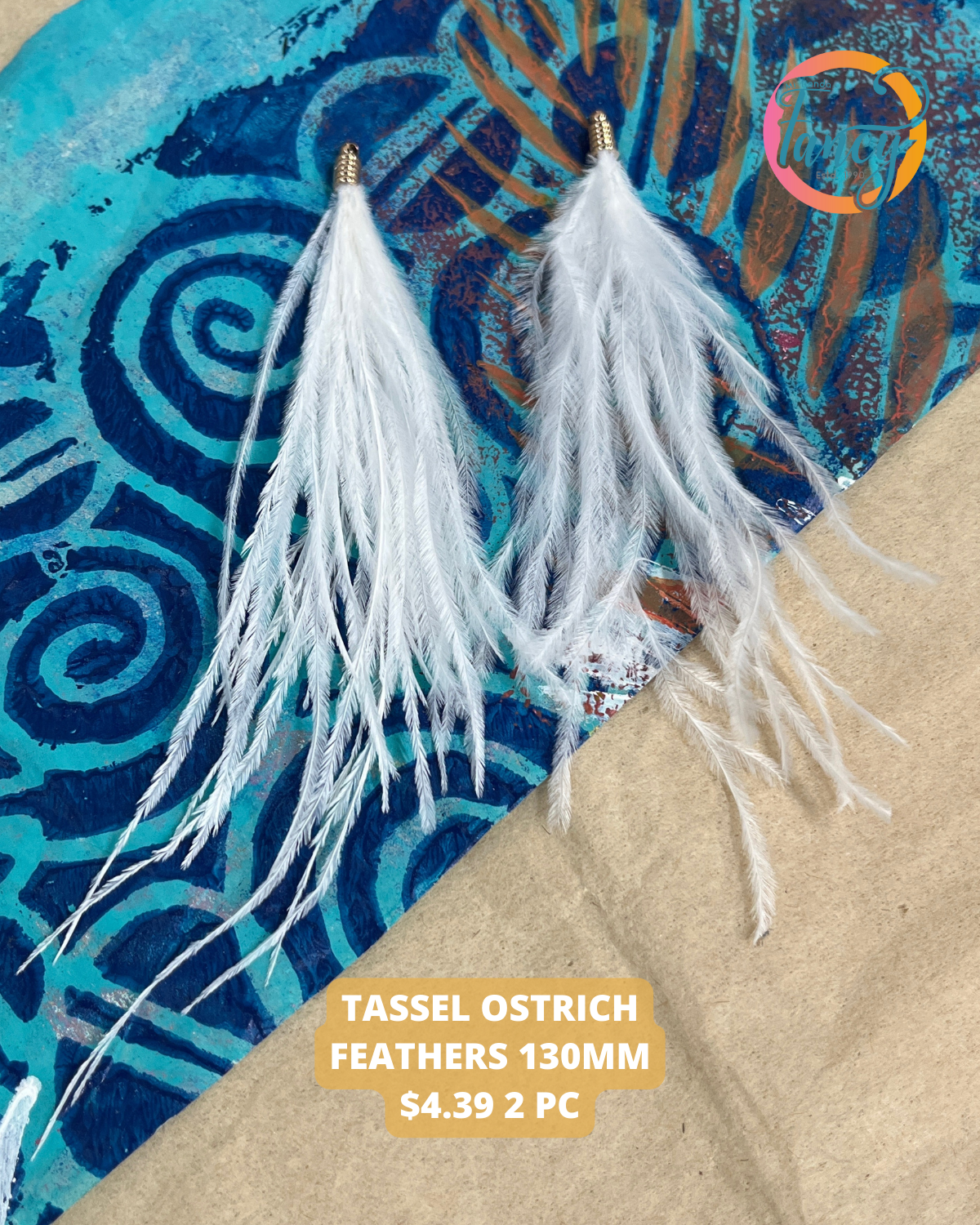 TASSEL OSTRICH FEATHERS 130MM 2 PC