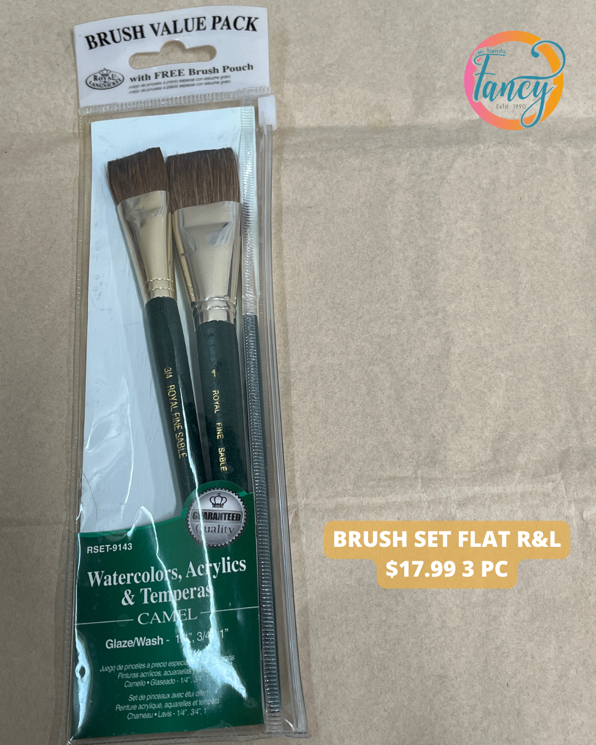 BRUSH SET FLAT R&L 3 PC