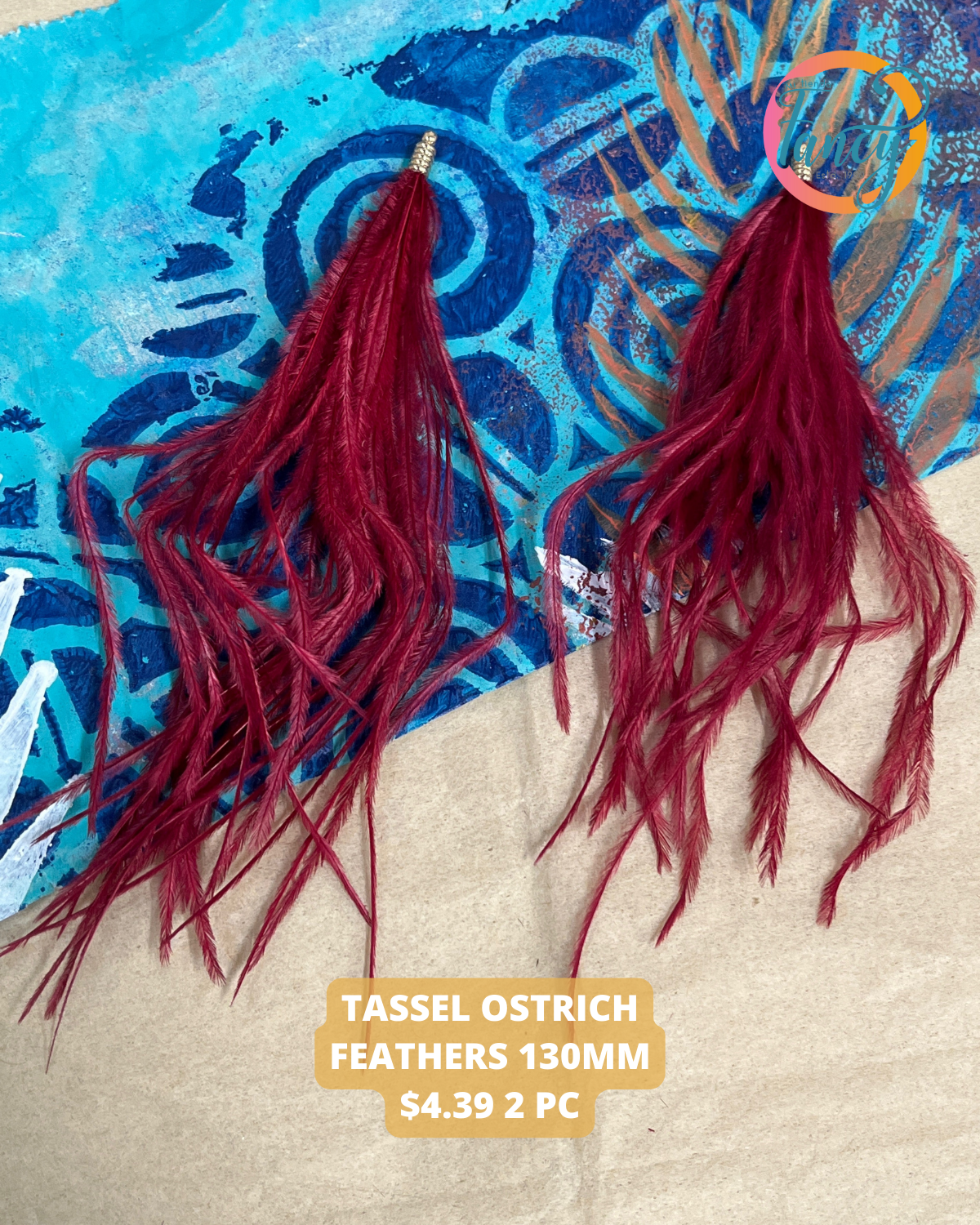 TASSEL OSTRICH FEATHERS 130MM 2 PC