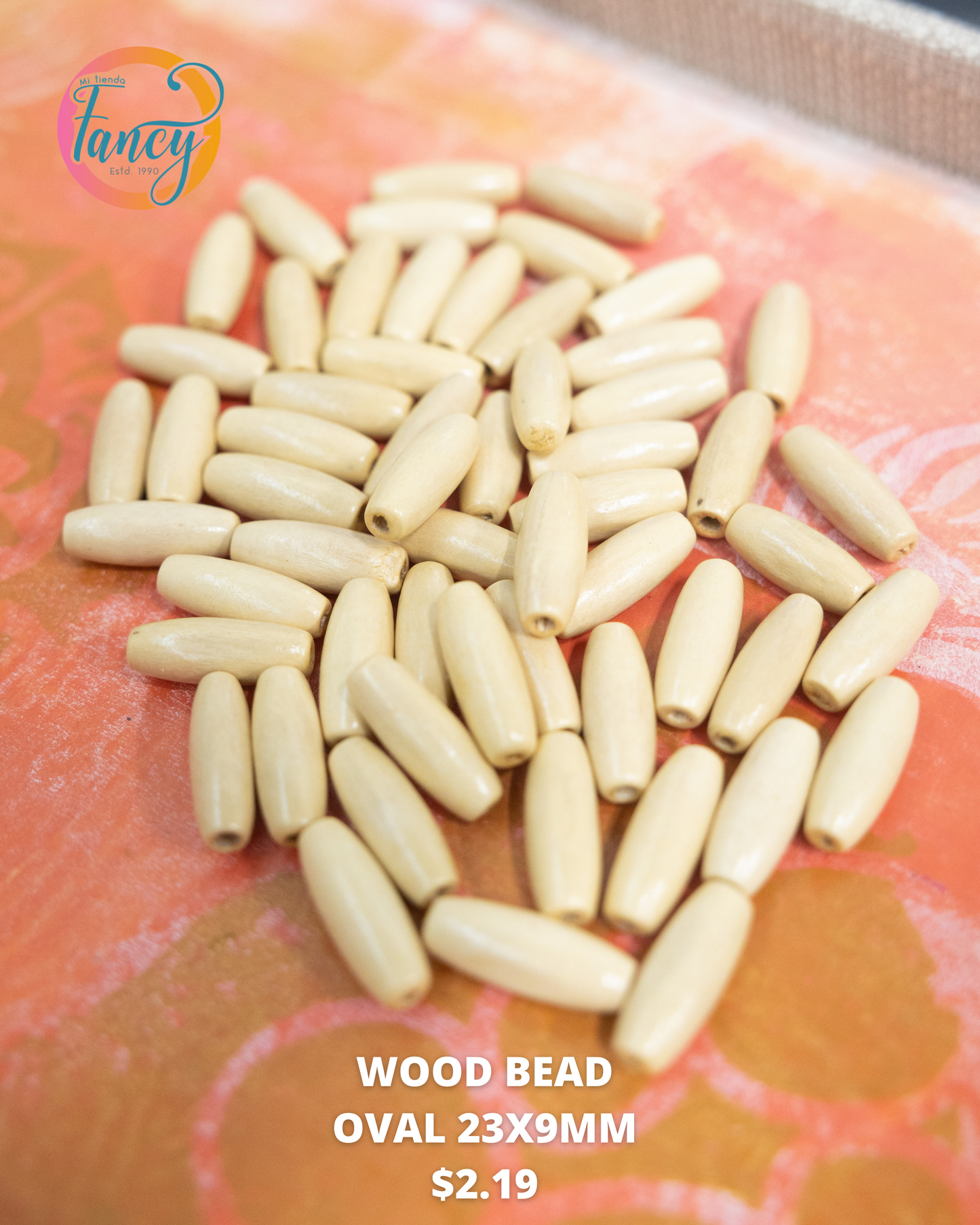 WOOD BEAD OVAL 23x9MM