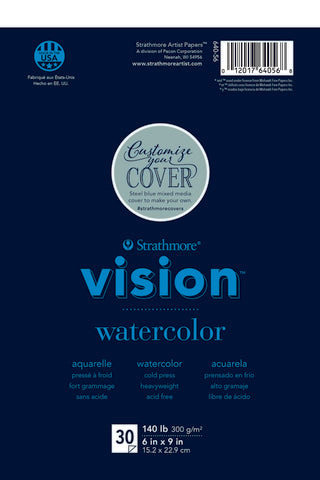 WATERCOLOR PAPER PAD STRATHMORE VISION 4 SIZES