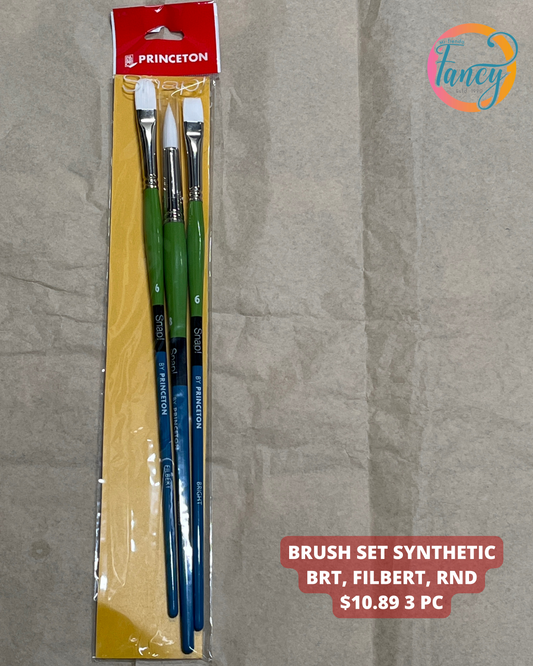 BRUSH SET SYNTHETIC BRT, FILBERT, RND 3 PC