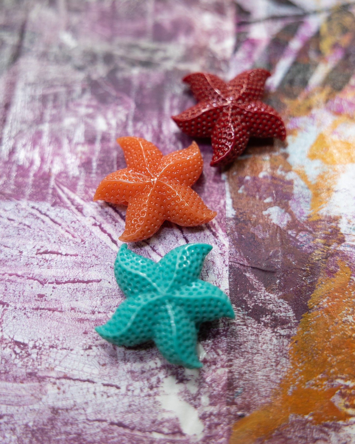 STARFISH BEAD 34MM SYNTHETIC CORAL 3PC