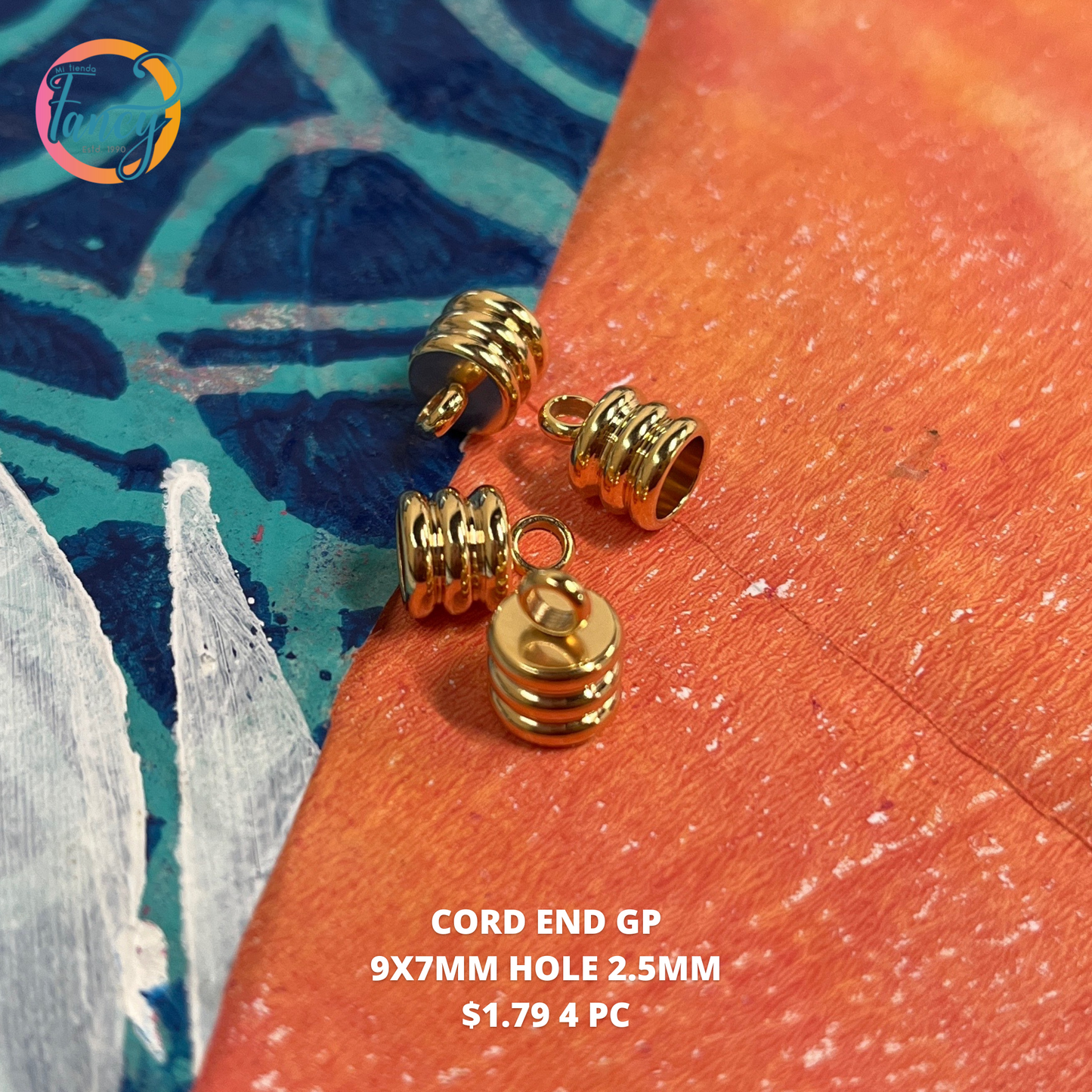 CORD END GP 9X7MM HOLE 2.5MM 4 PC