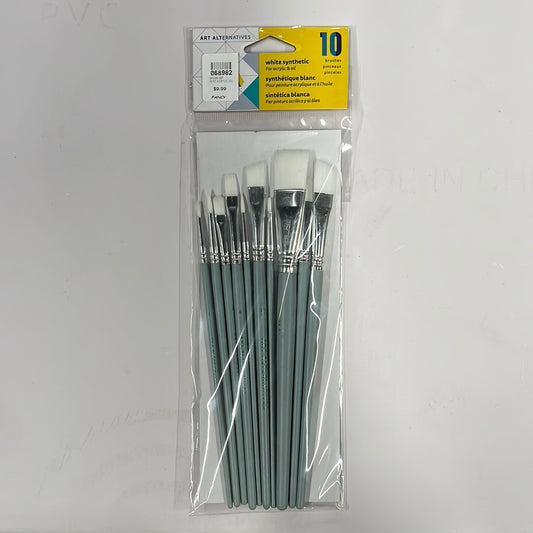 BRUSH SET FOR ACRYLICS AND OILS ART ALTERNATIVES  10 PC