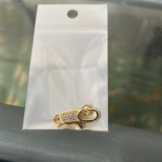 LOBSTER CLASP PAVE GP 18KT CZ 1PC