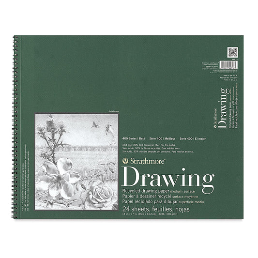 DRAWING PAPER PAD 14X17 90 LB 24 SHEETS STRATHMORE 400 RECYCLED