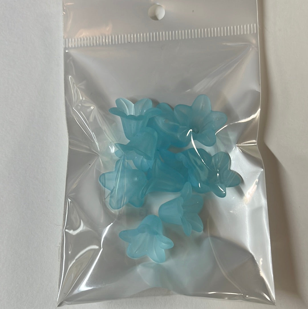 ACRYLIC BEAD FLOWER LIGHT CYAN 12MM  10 PC