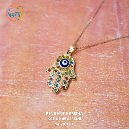 PENDANT HAMSA SST GP 45x25MM