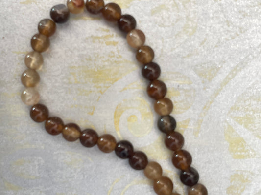 AGATE 6MM ROUND SADDLE BROWN 1 STRAND