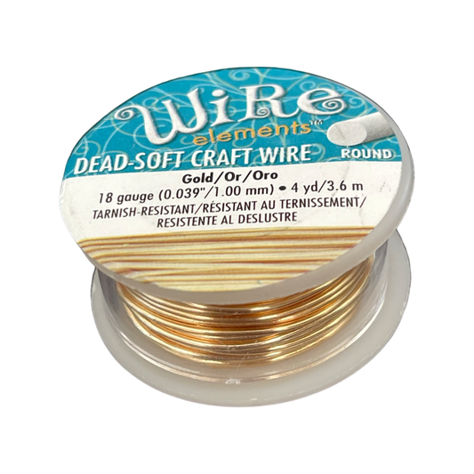 CRAFT WIRE 18 GA GOLD COLOR  4 YD TARNISH RESISTANT