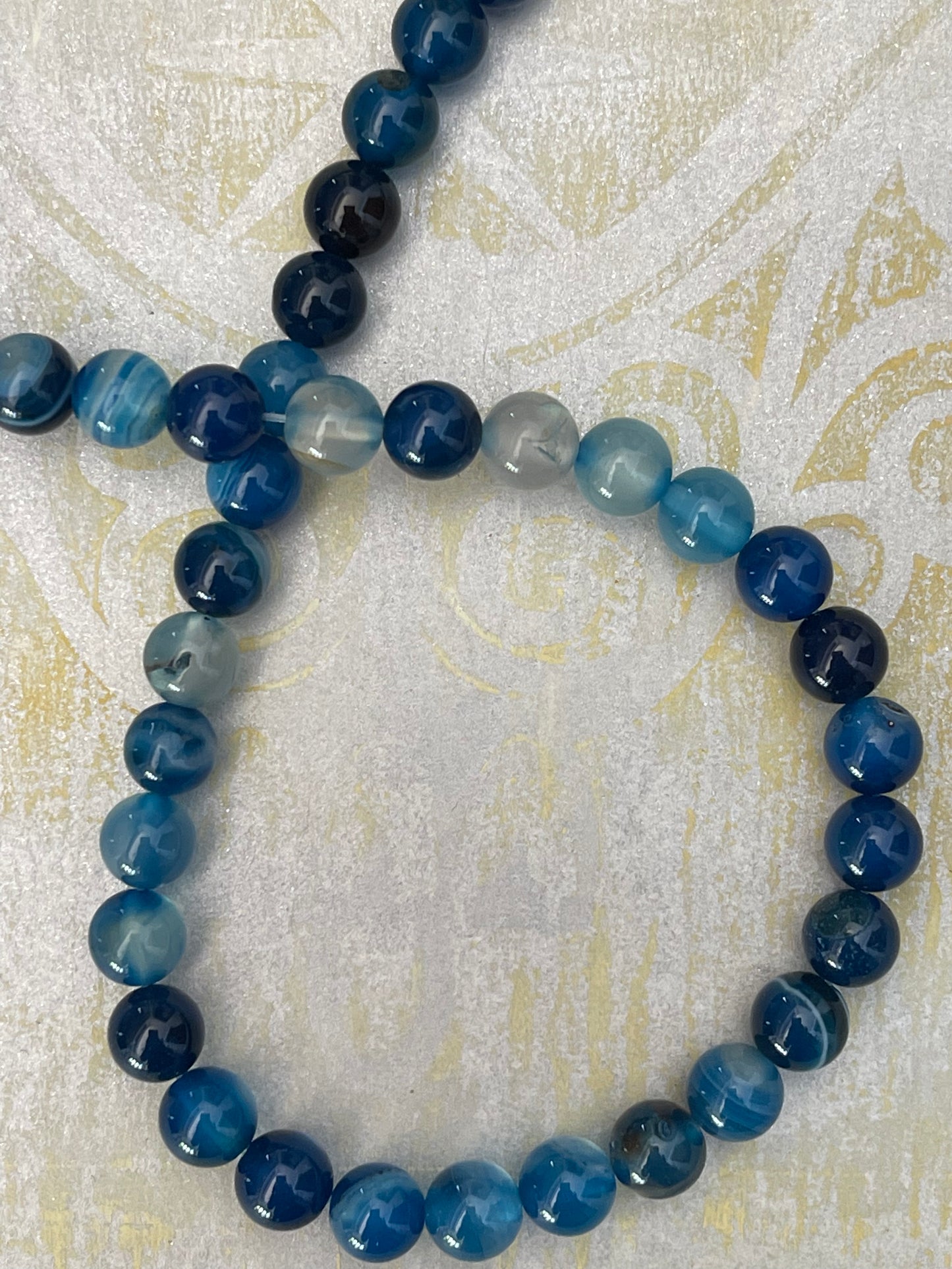 STRIPED AGATE 8MM ROUND SKY COLOR 1 STRAND