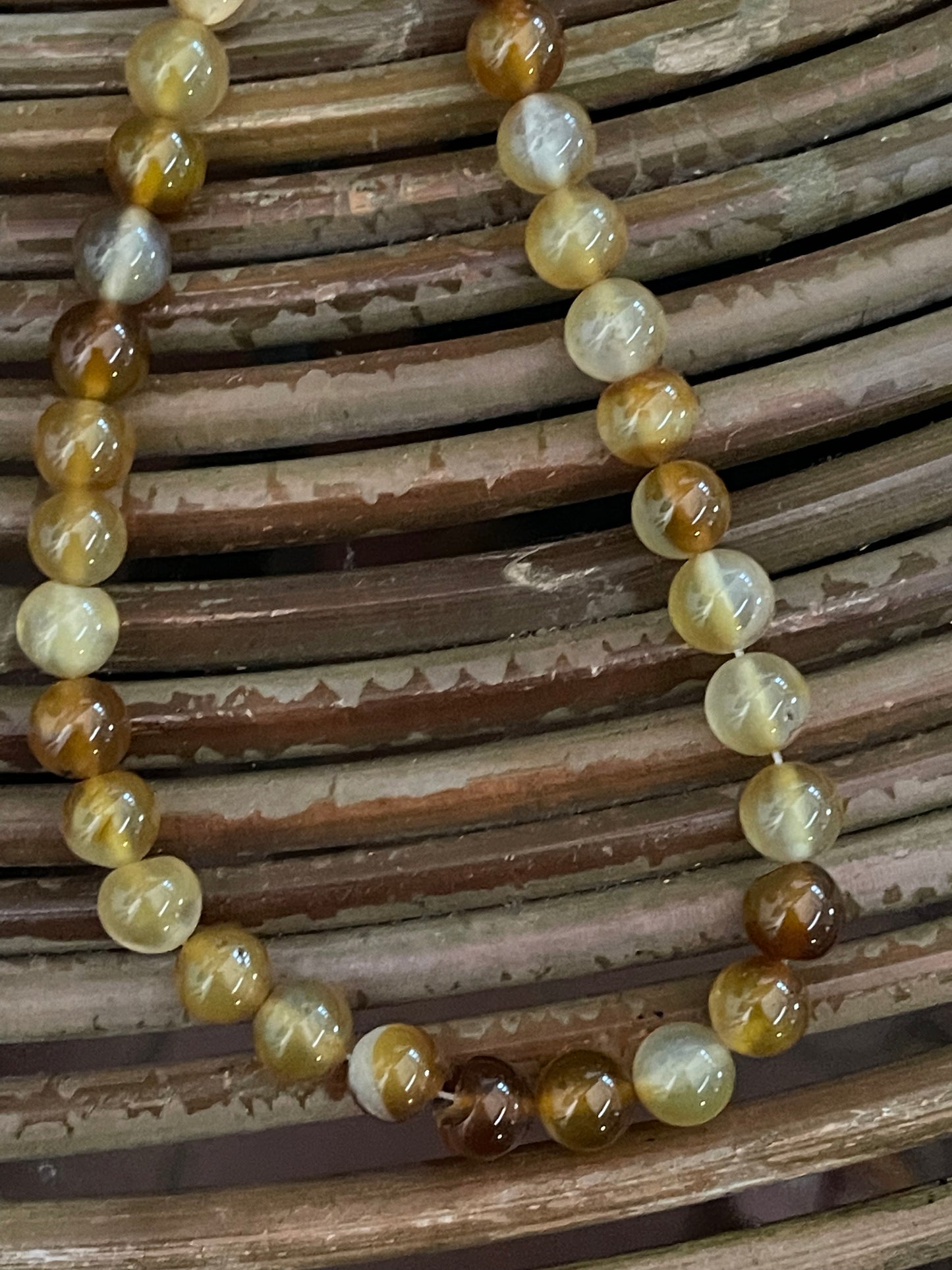 AGATE 8MM ROUND YELLOW 1 STRAND